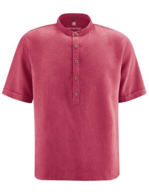 Hempage Herren Stehkragen-Schlupfhemd Hanf/Bio-Baumwolle