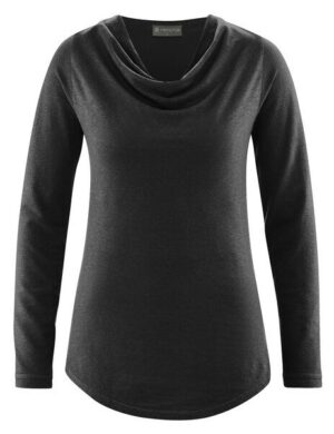 HempAge Langarmshirt mit Wasserfallkragen Hanf/Lyocell