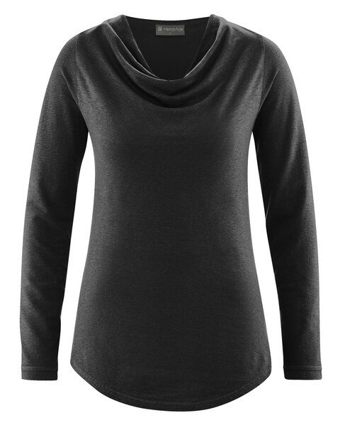 HempAge Langarmshirt mit Wasserfallkragen Hanf/Lyocell HempAge Langarmshirt mit Wasserfallkragen Hanf/Lyocell