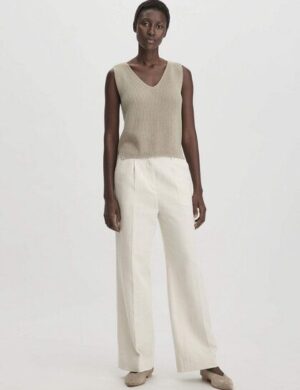 hessnatur Bundfalten Hose Wide Leg Relaxed aus Bio-Baumwolle mit Leinen