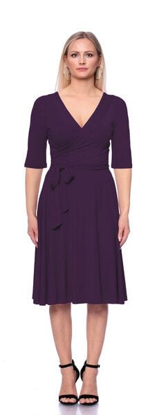 Ingoria AVA wendbares Wickelkleid 3/4 Arm mit schwingendem Rock (Uni)