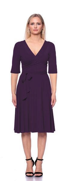 Ingoria AVA wendbares Wickelkleid 3/4 Arm mit schwingendem Rock (Uni)