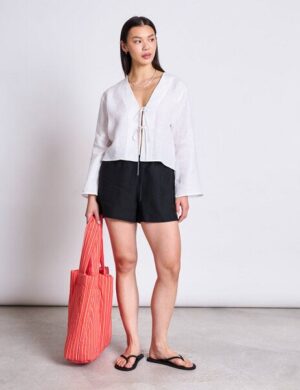 JAN N JUNE LEINEN DRAWSTRING SHORTS MARUM