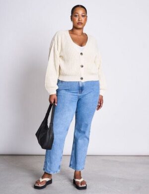 JAN N JUNE V-Ausschnitt Strickjacke LENA aus Baumwolle GOTS