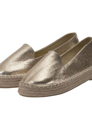Japanwelt Espadrilles Damen Espadrilles Plateau Metallic Glitzer Sommerlatschen Plateausohle