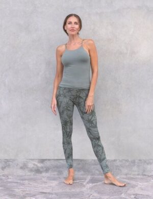 Jaya TOSCA NATURE - Damen - High-Rise Leggings mit Allover-Nature-Print aus elastischer Biobaumwolle mit doppelter Taillenpartie
