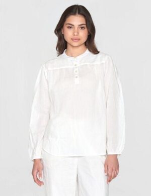 KnowledgeCotton Apparel Blouse - A-Shape Stripe Structure Shirt - aus Bio-Baumwolle