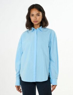 KnowledgeCotton Apparel Bluse – Boxy poplin shirt bright – aus Bio-Baumwolle
