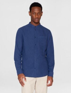 KnowledgeCotton Apparel Flanellhemd mit Stehkragen – Elder Regular Fit – aus Biobaumwolle