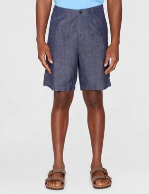KnowledgeCotton Apparel Flint wide slub yarn short - night sky