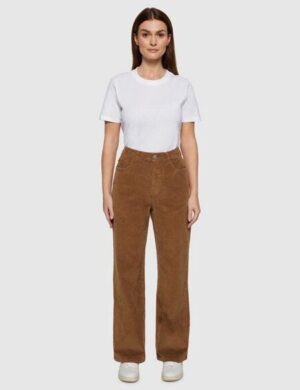 KnowledgeCotton Apparel Gale Straight Mid Rise Corduroy Pants - dachshund