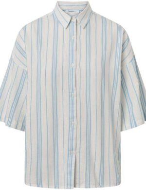 KnowledgeCotton Apparel Gestreifte Kurzarm-Bluse