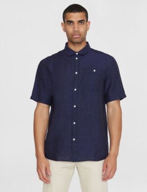 KnowledgeCotton Apparel Hemd - Regular Linen Short Sleeve Shirt - aus 100% Leinen