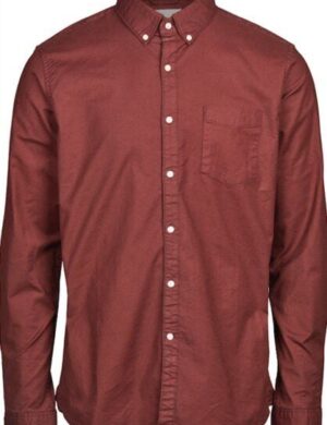 KnowledgeCotton Apparel Hemd – Stretched oxford shirt – Decadent Chokolade