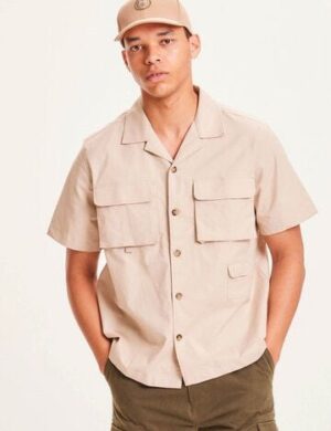 KnowledgeCotton Apparel Hemd - Wave Canvas aus Bio-Baumwolle