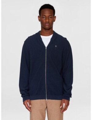 KnowledgeCotton Apparel Herren Cardigan FIELD Pique Badge Knit aus Biobaumwolle mit Reißverschluß