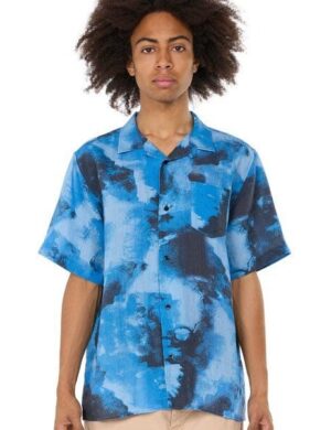 KnowledgeCotton Apparel Herren Kurzarmhemd Boxer Fit AOP Linen Shirt