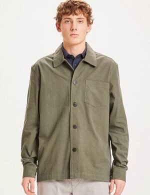 KnowledgeCotton Apparel Herren Overshirt PINE Seersucker - GOTS/VEGAN - Forrest Night