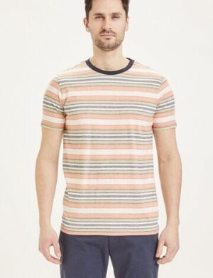 KnowledgeCotton Apparel Herren T-Shirt ALDER striped tee - GOTS/Vegan, Abricut Buff
