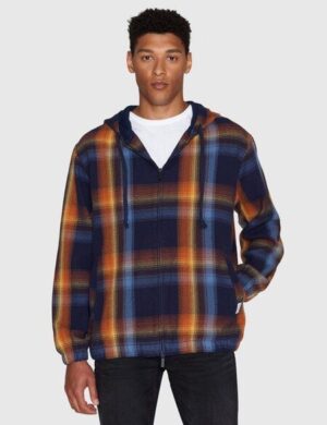 KnowledgeCotton Apparel Jacke CHECKED HOODIE TWILL aus Bio-Baumwolle