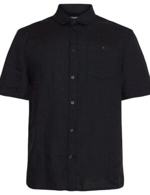 KnowledgeCotton Apparel Kurzarm-Hemd Custom Fit Leinen