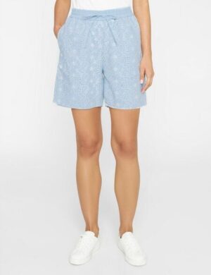 KnowledgeCotton Apparel Kurze Hose - Embroidery Anglaise - aus Bio-Baumwolle/Leinen