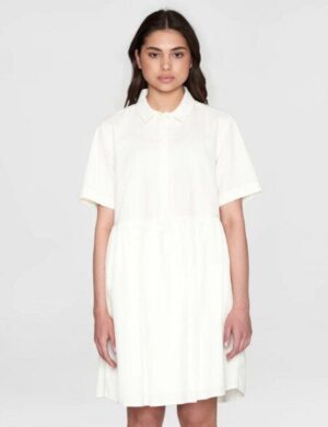 KnowledgeCotton Apparel Kurzes T-Shirt Kleid - Seersucker - aus Bio-Baumwolle