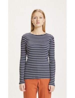 KnowledgeCotton Apparel Langarmshirt gestreift – CANNA gerippt – aus Bio-Baumwolle