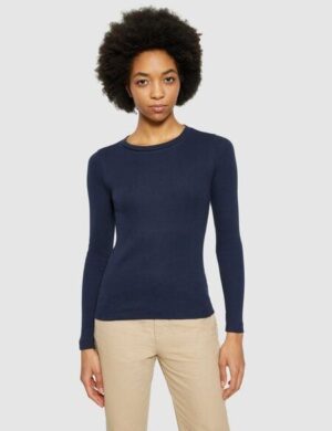 KnowledgeCotton Apparel Langarmshirt - Rib Scoop neck long sleeved - aus Bio-Baumwolle