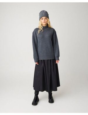 KnowledgeCotton Apparel Langer Satin-Faltenrock aus Bio-Baumwolle