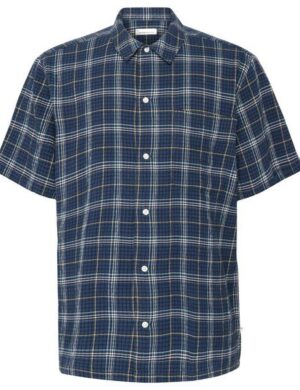 KnowledgeCotton Apparel Lockeres kurzarm Seersucker-Hemd