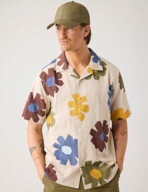 KnowledgeCotton Apparel Lockeres Kurzarmhemd mit Print aus Bio-Baumwolle