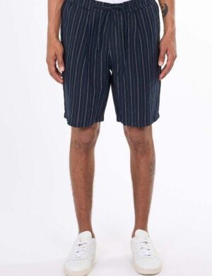 KnowledgeCotton Apparel Loose Striped Shorts aus Bio-Leinen