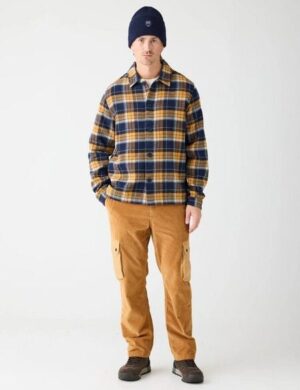 KnowledgeCotton Apparel Organic Cotton Flannel Overshirt GOTS - navy check