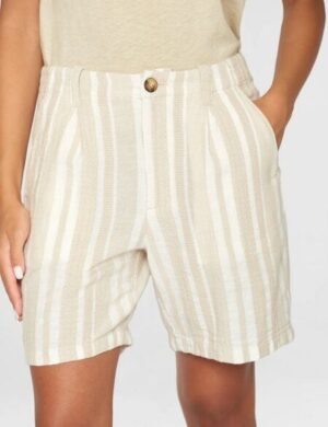 KnowledgeCotton Apparel Posey Woven Shorts - beige stripe