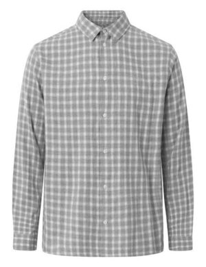 KnowledgeCotton Apparel Regular Small Check Flannel Shirt VEGAN - Grey Check