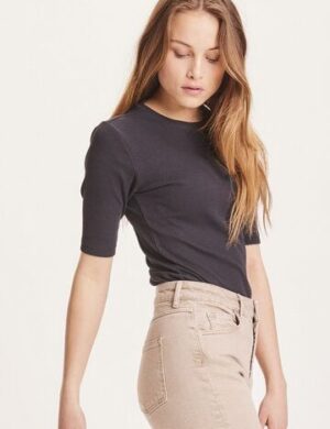 KnowledgeCotton Apparel T-Shirt - CANNA rib tee - aus Bio-Baumwolle