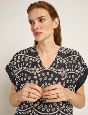 LANIUS Blusenshirt (OCS) mit Stickerei aus Bio-Baumwolle