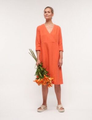 LANIUS Kleid in Wickeloptik aus Bio-Leinen