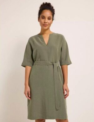LANIUS Kleid mit Gürtel Leinen