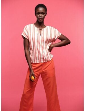 LANIUS Kurzarmbluse aus LENZING ECOVERO mit Leinen und TENCEL