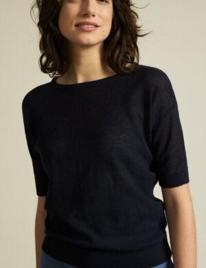 LANIUS Kurzarmpullover aus Hanf