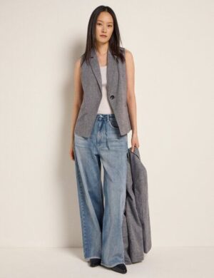 LANIUS Lange Weste (GOTS) aus Bio-Baumwolle und Leinen