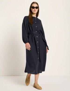 LANIUS Midikleid (GOTS) aus Bio-Leinen