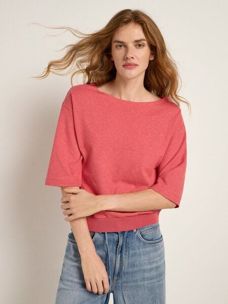 LANIUS Shirt mit überschnittener Schulter aus Hanf und Bio-Baumwolle LANIUS Shirt mit überschnittener Schulter aus Hanf und Bio-Baumwolle