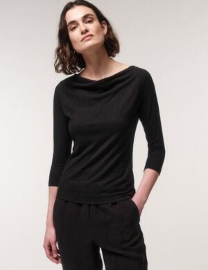 LANIUS Wasserfallshirt 3/4 Arm aus Hanf und Bio-Baumwolle