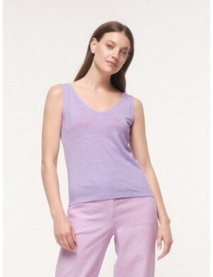 LANIUS Tanktop mit V-Ausschnitt aus Bio-Leinen