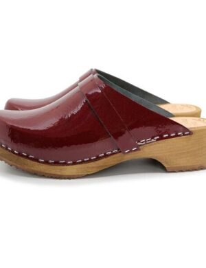 LYCKA – Lack wein – rot schwedische Holz Clogs von me&myClogs – low heel