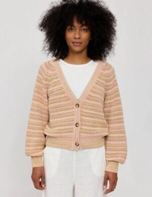 Mazine Cardigan Multicolor Knit – Soft Pink – aus Biobaumwolle