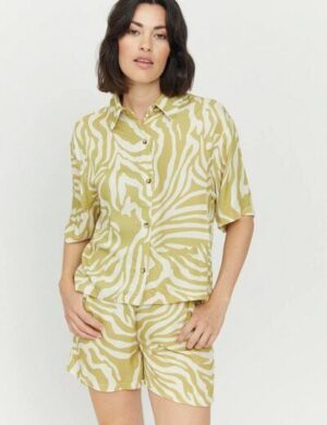Mazine Hemdbluse – Roja Print Blouse – Celery Green